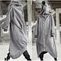 Miniatyrbillede 2 af 5: Unisex Langærmet Hættetrøje Nazgul Lang Frakke Lynlås Lukning Fleece Foret Lang Hoodie - Snngv M