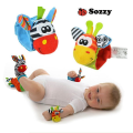 Miniatyrbillede 2 af 4: 2 stk. Cartoon Baby Sokker Rasle Legetøj Håndledsrasle Fod Sokker Baby Sensoriske Legetøj 0-12 Måneder