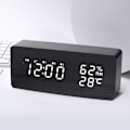 Miniatyrbild 2 av 6: LED Väckarklocka, Digital Träklocka, Multifunktionell Väckarklocka, 3 Separata Alarm, Röst- & Beröringsaktiverad, Temperatur black