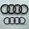 Pikkukuva 1 / 2: AUDI KIILTÄVÄ MUSTA MERKKIEMBLEEMIRENKAAT ETU- JA TAKAPUOLELLE A1 A3 A4 A5 273MM 192MM