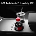 Miniatyrbilde 5 av 5: Koppholderinnsats for midtkonsoll i bil, svart TPE, bilinteriørtilbehør for Tesla Model 3 Model Y 2021 - Drikkeholdere