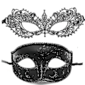 Miniatyrbillede 1 af 2: 2 stk. venetianske maske til maskeradebal, fest og kostumefest - størrelse: sort