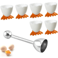 Miniatyrbilde 1 av 5: Eggkoppersett og eggeåpner i rustfritt stål (7 deler)