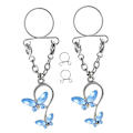 Miniatyrbillede 3 af 5: 8xbutterfly Nippelring Justerbar Nippelklemmer Kroppssmykker Lyseblå