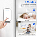 Miniatyrbillede 2 af 5: Trådløs Dørklokke, Vandtæt Plug-in Trådløs Dørklokkesæt, 300m Rækkevidde 58 Melodier, 5-Niveau Lydstyrke & Blåt Lys white 1 receiver + 1 push