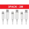 3-pakning 2m Lightning-kabel lading og overføring 2stk USB-C Hvit - 3-PAKNING 2M lade 3-PACK 2M laddkabel