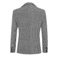 Miniatyrbillede 3 af 5: Herre Sort Og Hvid Ternet Dobbeltradet 4 Knaps Slim Fit Casual Jakkesæt Jakke XS
