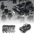 Miniatyrbild 3 av 4: Militärbyggstensserie Svart Specialpolis Och Bil Små Partiklar Monterade Minifigur Leksaksuppsättning
