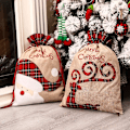 Miniatyrbilde 1 av 3: 2 Pakke Julegaveposer med Nisse, Store Julegaveposer i Lin med Snøring for Gaveinnpakning, 56 x 39cm Gjenbrukbare Gaveoppbevaringsposer
