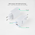 Miniatyrbild 2 av 3: TOOQ TQWC-GANQCPD45WT - 2-portars väggladdare med GaN-teknik, en PD USB-C-port och en QC USB-A-port 45W, vit färg