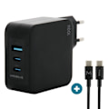Miniatyrbild 1 av 4: 100W GaN nätladdare med 2m kabel 2 USB-C + 1 USB-A, snabb väggladdningsadapter för PC, surfplatta och smartphone