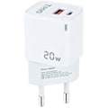 Miniatyrbild 1 av 2: TOOQ TQWC-QCPD20WT - USB-C/PD + USB-A/QC 20W VÄGGLADDARE Vit
