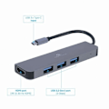 Miniatyrbild 2 av 3: Hub USB-C HDMI - Gembird - 8716309121446 - 3 portar USB 3.2 - HDMI 4K - Hållbart metall