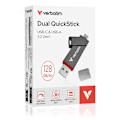 Miniatyrbild 2 av 4: USB-minne - VERBATIM - Dual QuickStick - 128Go - USB-A/C 3.2 - Svart