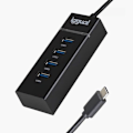 Miniatyrbild 1 av 2: USB Typ C-hub - IGGUAL - 4 USB 3.0-portar - 5 Gbit/s - Svart - Kompatibel med alla USB Typ C-enheter