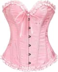 Korsetttoppar för kvinnor, Bustier Shapewear Underkläder, Spets Midja Push Up Bodysuit Rosa pink M