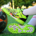 Miniatyrbild 4 av 5: Fotbollsskor för barn Halkfria fotbollsskor Klossar Gräs Fotbollssneakers Yj2259 Green 39