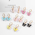 Miniatyrbild 5 av 5: 6 färger Butterfly Drop örhängen Tiny Dainty Mini Butterfly Hoop Örhängen Set
