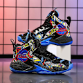 Miniatyrbild 3 av 5: Barn Basketskor Andas Sneakers Pojkar Flickor Sportskor Yj8768 Black 32