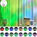 Miniatyrbild 1 av 2: 16 färger Rgb Symphony Gardin Ljussträng Fjärrkontroll USB Färgskiftande Dekorativ Ljus-3 storlek