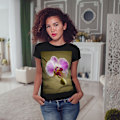 Miniatyrbild 3 av 3: Flower Art Photo Women Blackt-shirt XL