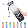 Miniatyrbild 1 av 4: Utomhus vattenflaska Time Marker 1l Motiverande flaska presenter White Black