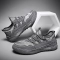 Miniatyrbild 3 av 5: Promenadskor för män Andas Flying Woven Mesh joggingskor Halkfria sneakers 3C9902 Gray 41