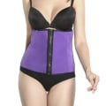 Miniatyrbild 1 av 5: Kvinnor Dragkedja Waist trainer Kroppsformare Korsett Latex Midja Cincher Underbyst Kroppsformkläder Kvinnor Slimming Slida Maggördel, lila L