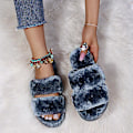 Miniatyrbild 2 av 3: Damtofflor Flat Home Outdoor Casual Fur Tofflor Inomhus plysch tofflor Gul Gray 43