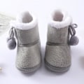 Miniatyrbild 4 av 4: Vintervarma nyfödda toddler 1 år baby Flickor Pojkar Skor Mjuk sula Pälssnöskor 0-18M Gray 7-12 Months