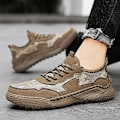 Miniatyrbild 3 av 5: Promenadskor för män Andas Flying Woven Mesh joggingskor Halkfria sneakers 3C9903 Khaki 40