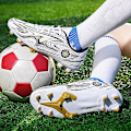 Miniatyrbild 5 av 5: Pojkar Flickor Fotbollsskor Halkfria fotbollsskor Klossar Gräs Fotbollssneakers för barn 2Kr158 WhiteGold 33
