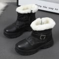 Miniatyrbild 2 av 5: Barn Vintersnöboots Varma ankelstövlar Tjejer Anti-halk vinterskor P825 Black 35