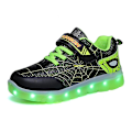 Miniatyrbild 1 av 4: Barnsneakers Led Flash Skor Mode löparskor 807 BlackGreen 32