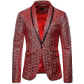 Miniatyrbild 4 av 5: Shiny Glitter Suit Jacket, Herr Sjalkrage Enknapps Blazer Jacka, Balklänning Blazers red S