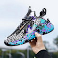 Miniatyrbild 4 av 5: Pojkar Flickor Basketskor Barn Sneakers Andas Sportskor 2202 BlackPurple 31