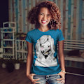 Miniatyrbild 2 av 3: Girl Face Skelett Kvinnlig Kunglig T-shirt S