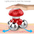 Miniatyrbild 1 av 2: 4 i 1 handhållen vibrerande massageapparat med 3 knådande massagehuvuden för självmassage avslappning eller muskelspänning minimassager Yh-b-137-red