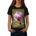 Miniatyrbild 1 av 3: Flower Art Photo Women Blackt-shirt S