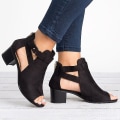 Miniatyrbild 2 av 2: Dam Mid Block Klackskor Sandaler Peep Toe Ankel Boots Sommarskor Black 38