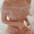 Miniatyrbild 4 av 4: Kvinnor Sexiga Mesh Perspektiv Pyjamasset Gaze Volanger Off Shoulder Sleeve Toppar Underkläder Ben Ring Underkläder Sovkläder,gult