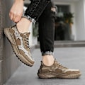 Miniatyrbild 5 av 5: Promenadskor för män Andas Flying Woven Mesh joggingskor Halkfria sneakers 3C9903 Khaki 39
