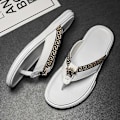 Miniatyrbild 4 av 5: Herrflip-flops Läder Casual Sandaler Tofflor Mode Trend Strandskor 20223 White 44