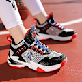 Miniatyrbild 3 av 5: Basketskor för pojkar Mode Halkfria sneakers Sportskor som andas 3B2330 BlackRed 32