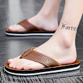 Miniatyrbild 5 av 5: Herrflip-flops stringtrosor Sandaler Komforttofflor för stranden 3C5529 Brown 41