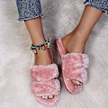 Miniatyrbild 3 av 4: Damtofflor Flat Home Outdoor Casual Fur Tofflor Inomhus plysch tofflor Gul Pink 40