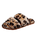 Miniatyrbild 1 av 3: Damtofflor Flat Home Outdoor Casual Fur Tofflor Inomhus plysch tofflor Gul Leopard Brown 41