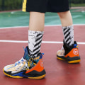 Miniatyrbild 4 av 5: Basketskor för barn Mode Halkfria sneakers Sportskor som andas 6969 BlackOrange 37