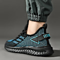 Miniatyrbild 5 av 5: Sneakers för män Andas stretchtyg Mjukt Bekväma löparsportskor 2G6921 BlackGreen 41