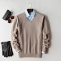 Miniatyrbild 3 av 5: Män Kashmir Tröja Höst Vinter Mjuk Varm Jersey Jumper Robe Hombre Pull Homme Hiver Pullover V-ringning O-ringade stickade tröjor M